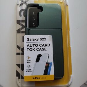 NWT Samsung Galaxy S22 Green Phone Case w/Built-in semi-auto Sliding Card Slot